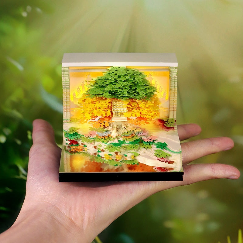 Japanese tree table decorations with paper 3D Memo Pad (2026 Calendar)