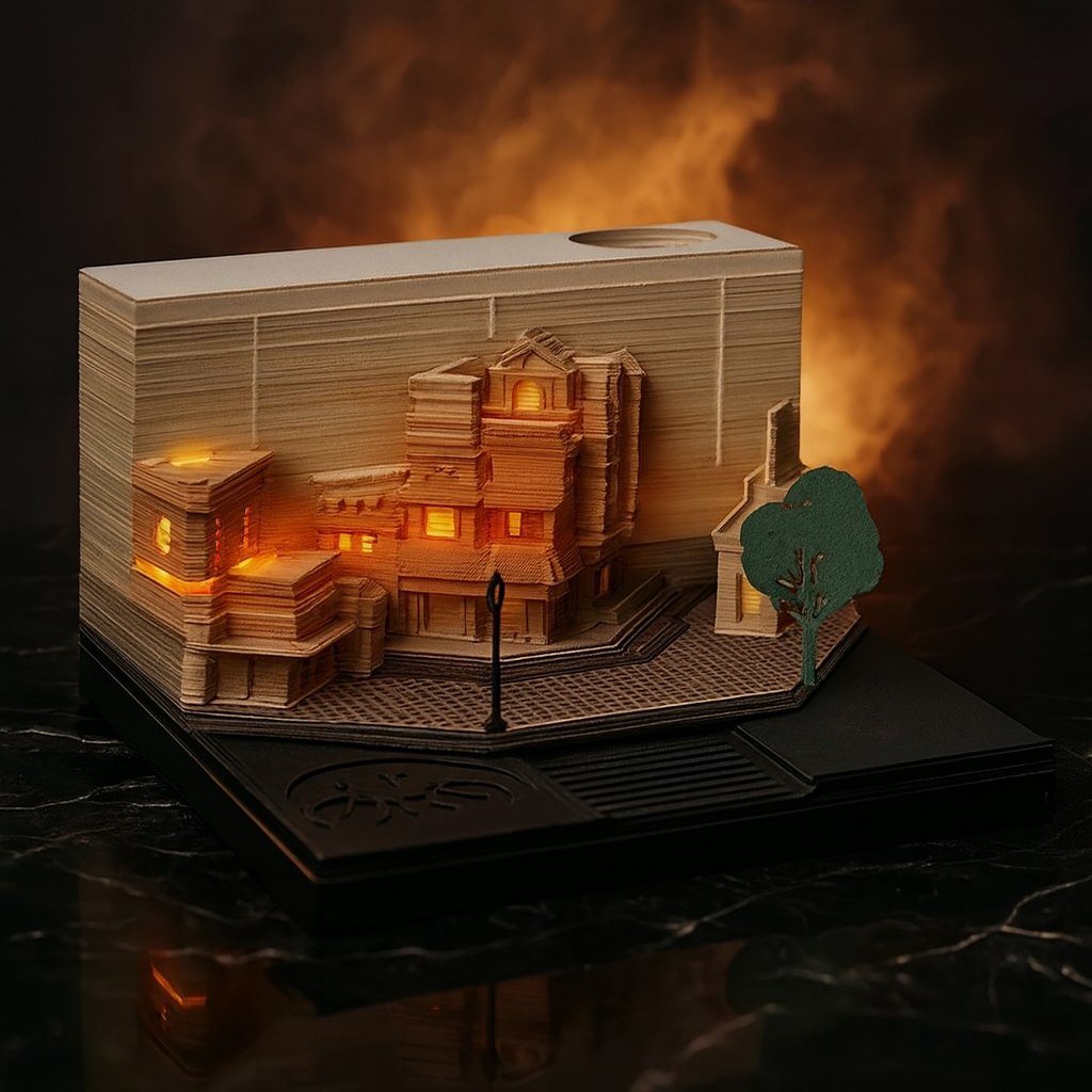 City with lights 3D Memo Pad (2026 Calendar)