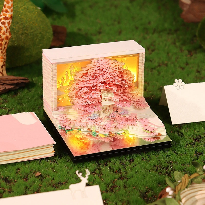 Japanese tree table decorations with paper 3D Memo Pad (2026 Calendar)