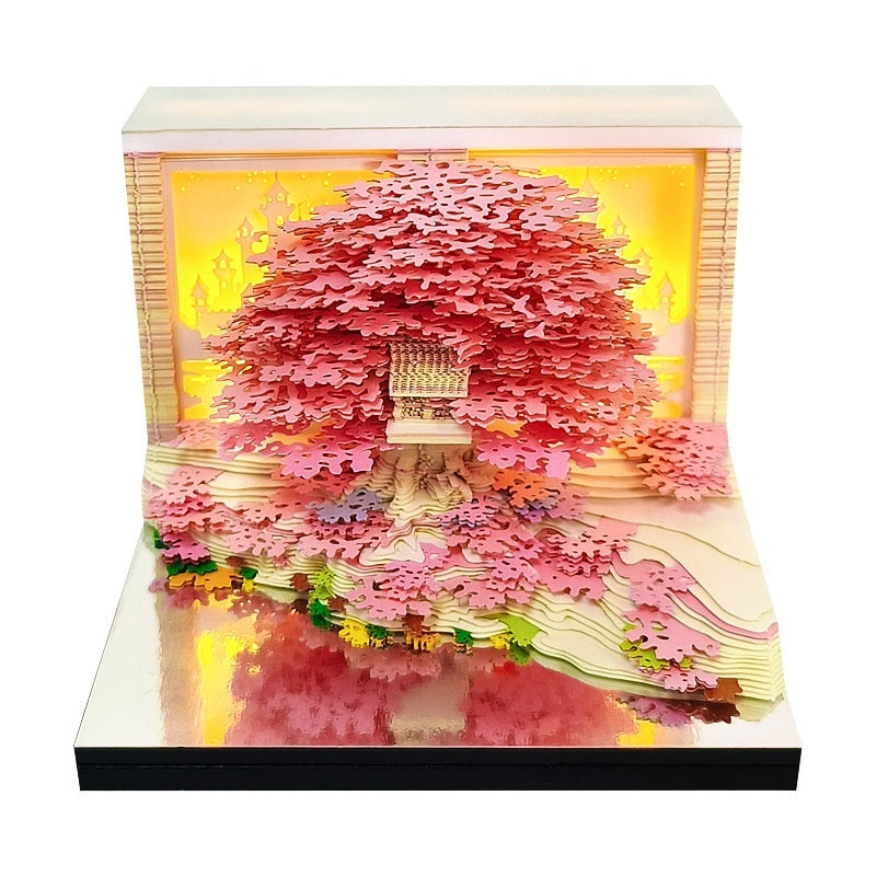 Japanese tree table decorations with paper 3D Memo Pad (2026 Calendar)