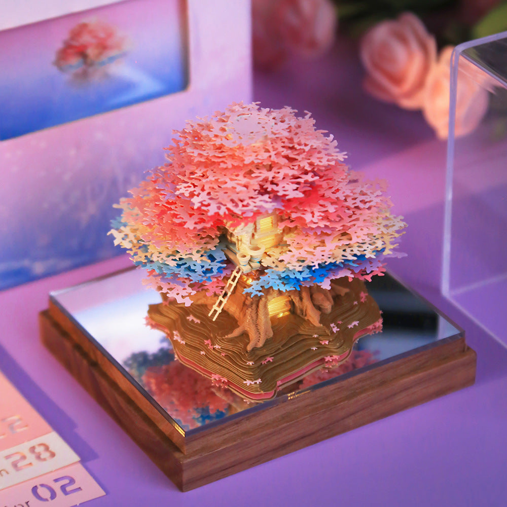 Cherry Blossom Tree House 3D Memo Pad