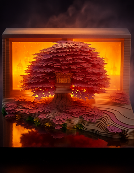 Japanese tree table decorations with paper 3D Memo Pad (2026 Calendar)