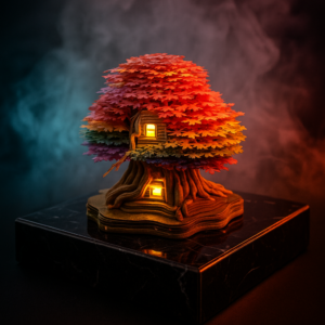 Cherry Blossom Tree House 3D Memo Pad